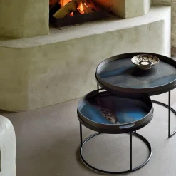 Ethnicraft Set de 2 Tables basses pour plateaux ronds - Ø 62 cm u0026 Ø 49 cm > Tables Basses & D'appoint