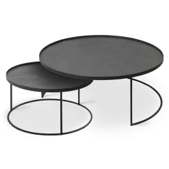 Ethnicraft Set de 2 tables basses pour plateaux ronds en métal noir - Ø 62 cm u0026 Ø 93 cm > Tables Basses & D'appoint