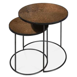 Ethnicraft Set de 2 Tables d'appoint heavy aged Bronze > Tables Basses & D'appoint