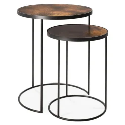 Ethnicraft Set de 2 Tables d'appoint heavy aged Bronze > Tables Basses & D'appoint