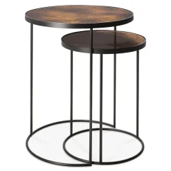 Ethnicraft Set de 2 Tables d'appoint heavy aged Bronze > Tables Basses & D'appoint
