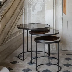 Ethnicraft Set de 2 Tables d'appoint heavy aged Bronze > Tables Basses & D'appoint