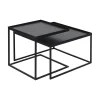 Ethnicraft Set de 2 tables à plateau Square en métal et bois - L 39 / 52 cm > Tables Basses & D'appoint