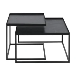 Ethnicraft Set de 2 tables à plateau Square en métal et bois - L 39 / 52 cm > Tables Basses & D'appoint