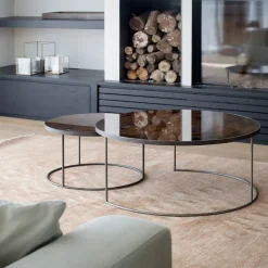 Ethnicraft Set de 2 tables tables gigognes Nesting - Antique Bronze - Ø 92 cm > Tables Basses & D'appoint