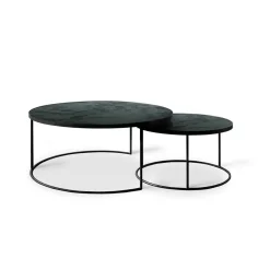 Ethnicraft Set de 2 tables tables gigognes Nesting - Charcoal - Ø 92 cm > Tables Basses & D'appoint