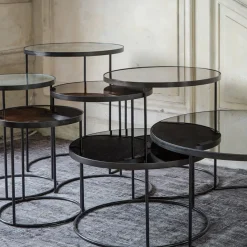 Ethnicraft Set de 2 tables tables gigognes Nesting - Charcoal - Ø 92 cm > Tables Basses & D'appoint