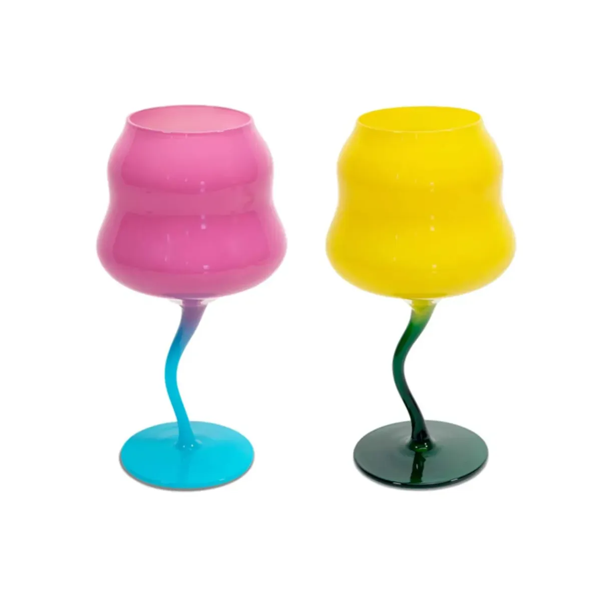 Sélectionné par Fleux Set de 2 verres à Cocktail - Jaune/Pétrole et Rose/Bleu > Carafes & Verres