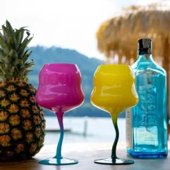 Sélectionné par Fleux Set de 2 verres à Cocktail - Jaune/Pétrole et Rose/Bleu > Carafes & Verres