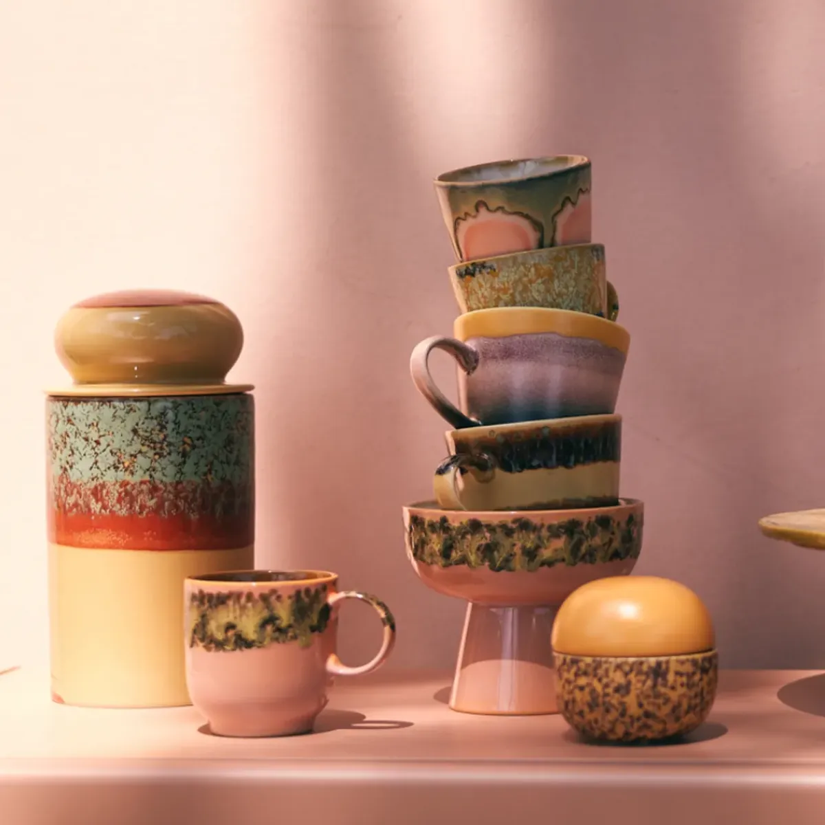 HK Living Sucrier Bay 70'S en Céramique - 8 cm > Ustensiles De Cuisine|Bols & Coupelles