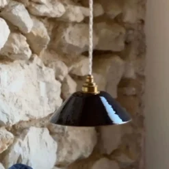 Enamoura Suspension Lisette en grès - Minuit > Fabriqué En France|Suspensions