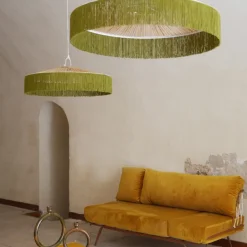 Honoré Suspension Parasol Franges - Ø 70 cm - Vert > Suspensions