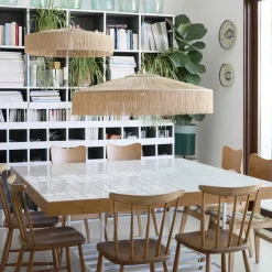 Honoré Suspension Parasol Franges - Ø 100 cm - Naturel > Suspensions