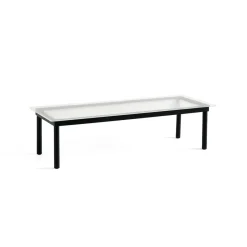 Hay Table basse Kofi Chêne Massif Noir u0026 Verre Roseau Clair - l 140 x L 50 x h 36 cm > Tables Basses & D'appoint