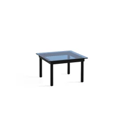 Hay Table basse Kofi Chêne Massif Noir u0026 Verre Teinté Bleu - l 60 x L 60 x h 36 cm > Tables Basses & D'appoint