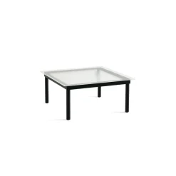 Hay Table basse Kofi Chêne Massif Noir u0026 Verre Roseau Clair - l 80 x L 80 x h 36 cm > Tables Basses & D'appoint