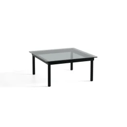 Hay Table basse Kofi Chêne Massif Noir u0026 Verre Teinté Gris - l 80 x L 80 x h 36 cm > Tables Basses & D'appoint