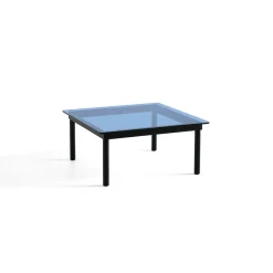 Hay Table basse Kofi Chêne Massif Noir u0026 Verre Teinté Bleu - l 80 x L 80 x h 36 cm > Tables Basses & D'appoint
