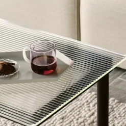 Hay Table basse Kofi Chêne Massif Noir u0026 Verre Roseau Clair - l 100 x L 100 x h 36 cm > Tables Basses & D'appoint