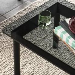 Hay Table basse Kofi Chêne Massif Noir u0026 Verre Teinté Gris - l 100 x L 100 x h 36 cm > Tables Basses & D'appoint