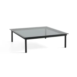 Hay Table basse Kofi Chêne Massif Noir u0026 Verre Teinté Gris - l 120 x L 120 x h 36 cm > Tables Basses & D'appoint