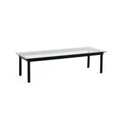 Hay Table basse Kofi Chêne Massif Noir u0026 Verre Clair - l 140 x L 50 x h 36 cm > Tables Basses & D'appoint