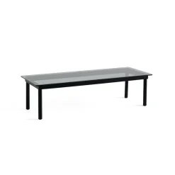 Hay Table basse Kofi Chêne Massif Noir u0026 Verre Teinté Gris - l 140 x L 50 x h 36 cm > Tables Basses & D'appoint