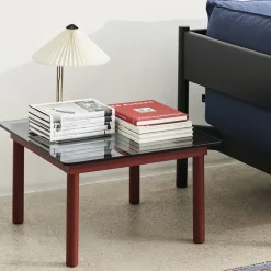 Hay Table basse Kofi Chêne Massif Rouge Grange u0026 Verre Teinté Gris - l 60 x L 60 x h 36 cm > Tables Basses & D'appoint