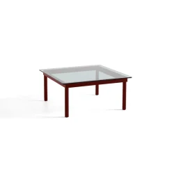Hay Table basse Kofi Chêne Massif Rouge Grange u0026 Verre Teinté Gris - l 80 x L 80 x h 36 cm > Tables Basses & D'appoint