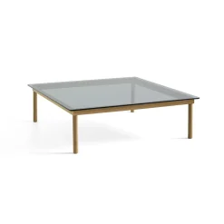 Hay Table basse Kofi Chêne Massif u0026 Verre Teinté Gris - l 120 x L 120 x h 36 cm > Tables Basses & D'appoint