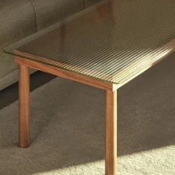 Hay Table basse Kofi Chêne Massif u0026 Verre Roseau Transparent - l 140 x L 50 x h 36 cm > Tables Basses & D'appoint