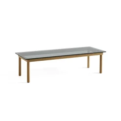 Hay Table basse Kofi Chêne Massif u0026 Verre Teinté Gris - l 140 x L 50 x h 36 cm > Tables Basses & D'appoint