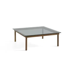 Hay Table basse Kofi Noyer Massif u0026 Verre Teinté Gris - l 100 x L 100 x h 36 cm > Tables Basses & D'appoint