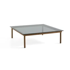 Hay Table basse Kofi Noyer Massif u0026 Verre Teinté Gris - l 120 x L 120 x h 36 cm > Tables Basses & D'appoint