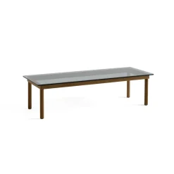 Hay Table basse Kofi Noyer Massif u0026 Verre Teinté Gris - l 140 x L 50 x h 36 cm > Tables Basses & D'appoint