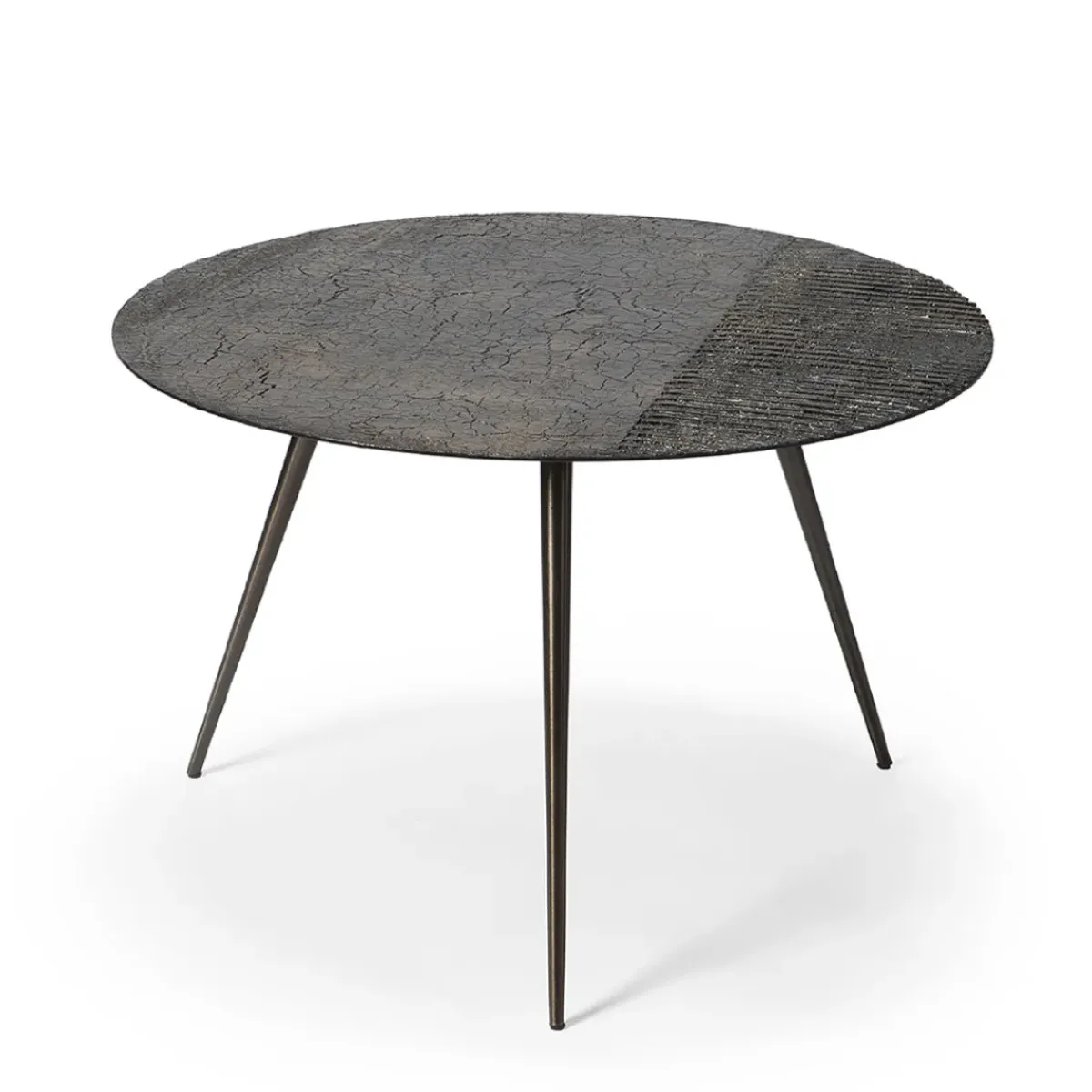 Ethnicraft Table basse Luna - Lava Linear - Whisky - Ø 65 x h 41 cm > Tables Basses & D'appoint
