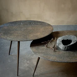Ethnicraft Table basse Luna - Lava Linear - Whisky - Ø 80 x h 35 cm > Tables Basses & D'appoint