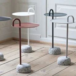 Hay Table d'appoint Bowler en acier et granit - Blanc crème > Tables Basses & D'appoint