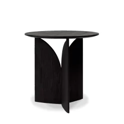 Ethnicraft Table d'appoint Fin en teck noir verni - Ø 50 cm > Tables Basses & D'appoint