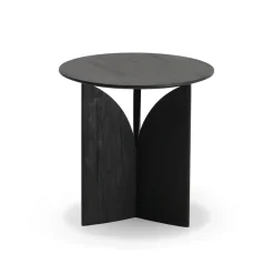 Ethnicraft Table d'appoint Fin en teck noir verni - Ø 50 cm > Tables Basses & D'appoint