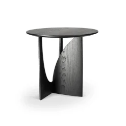 Ethnicraft Table d'appoint Geometric en chêne noir verni - Ø 51 x h 50 cm > Tables Basses & D'appoint