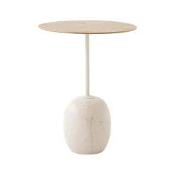 And Tradition Table d'appoint Lato LN8 Chêne / Marbre Crema Diva - Ø 40 cm > Tables Basses & D'appoint