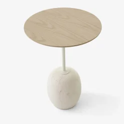 And Tradition Table d'appoint Lato LN8 Chêne / Marbre Crema Diva - Ø 40 cm > Tables Basses & D'appoint