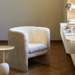 And Tradition Table d'appoint Lato LN8 Chêne / Marbre Crema Diva - Ø 40 cm > Tables Basses & D'appoint