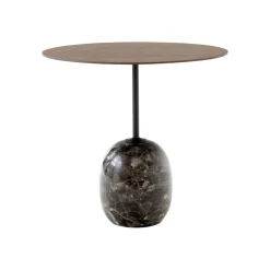 And Tradition Table d'appoint Lato LN9 Noyer / Marbre Emparador - Ø 50 cm > Tables Basses & D'appoint