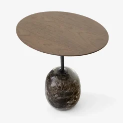 And Tradition Table d'appoint Lato LN9 Noyer / Marbre Emparador - Ø 50 cm > Tables Basses & D'appoint