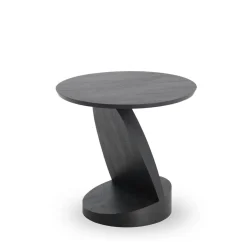 Ethnicraft Table d'appoint Oblic en teck noir verni - Ø 52 cm > Tables Basses & D'appoint