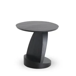 Ethnicraft Table d'appoint Oblic en teck noir verni - Ø 52 cm > Tables Basses & D'appoint