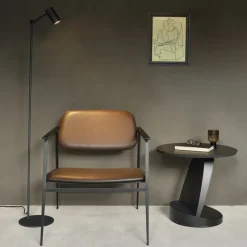 Ethnicraft Table d'appoint Oblic en teck noir verni - Ø 52 cm > Tables Basses & D'appoint