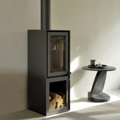 Ethnicraft Table d'appoint Oblic en teck noir verni - Ø 52 cm > Tables Basses & D'appoint